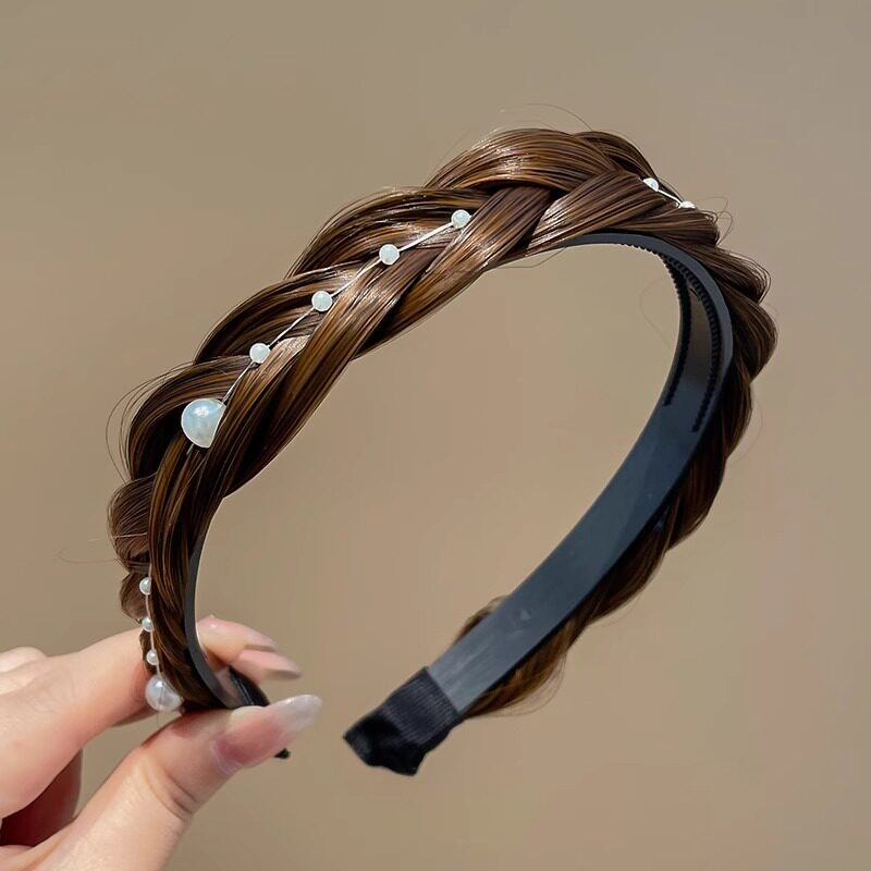 2024新款假发头箍麻花辫辫鱼骨刘海一体发箍女辫子发卡遮头顶发饰