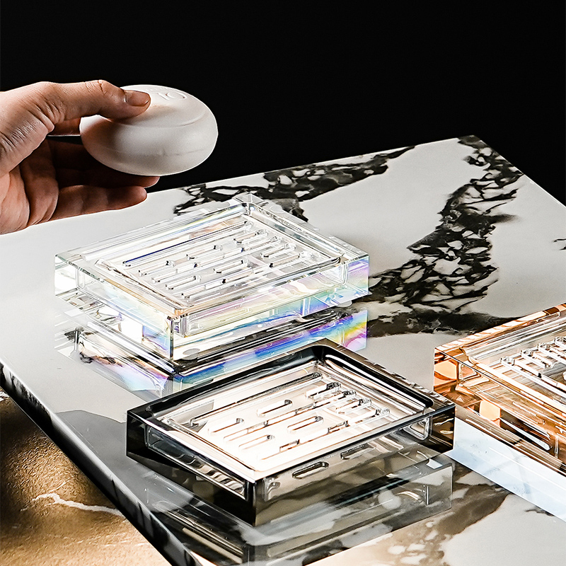 厂家直销轻奢水晶沥水肥皂盒家用酒店卫生间洗手台香皂托收纳架高