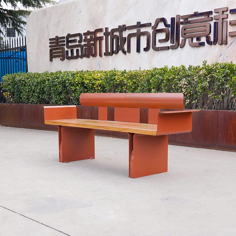 户外座椅公园椅广场景区园林景观椅商场实木靠背椅