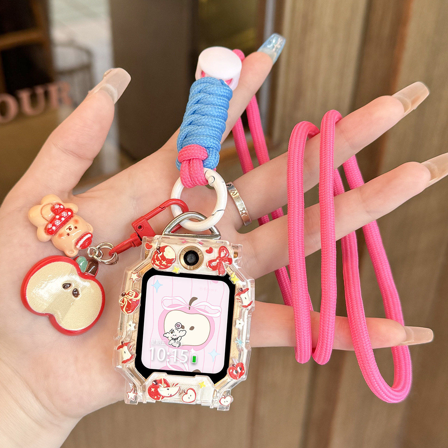 适用小天才电话手表表带z11/z10/z9儿童挂绳z8a/z7s/z6pro苹果熊