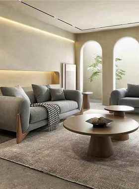 sf309侘寂风布艺沙设客厅小户型三人位发羊羔绒奶油风计师北欧沙