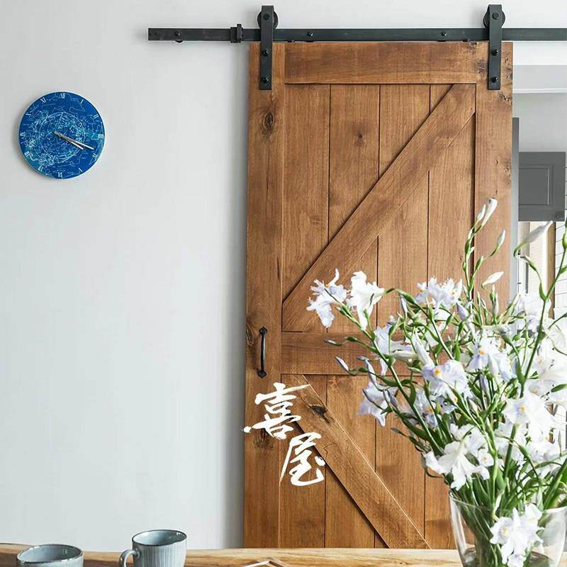 北欧实木谷仓门定制厨房推拉门衣帽间隔断门卫生间吊轨移门原木门