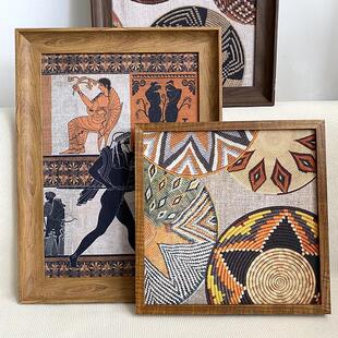 民族风帆布画装饰画挂画壁画油画布面民宿非洲风格设计师布艺软装