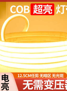 代发cob柔性灯带220v高压自粘灯条硅胶户外防水长条超亮led灯帶