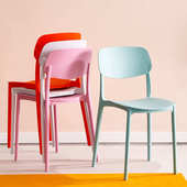 家用餐椅批发现代简约塑料凳子塑料牛角椅休闲餐椅家用塑料靠背椅