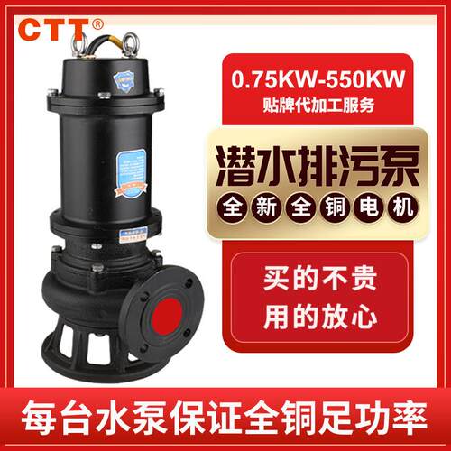 2.2KW潜水排污泵四寸立式大流量污水泵220V三相WQ潜水排污泵厂家