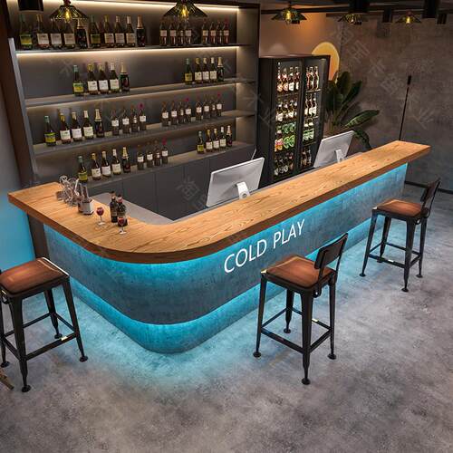 覆古工业风酒吧吧台饭厅咖啡店前台酒馆烧烤店收银柜台台球厅接待