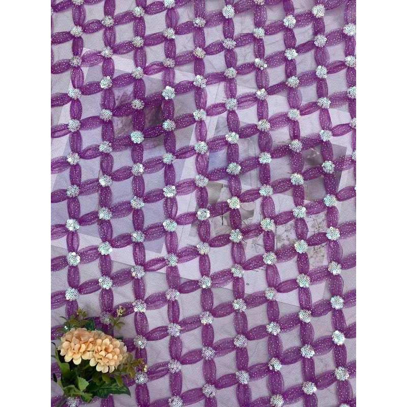 厂家直销新款高档DIY立体星缀花网珠绣 蕾丝花边面料刺绣钩花布料