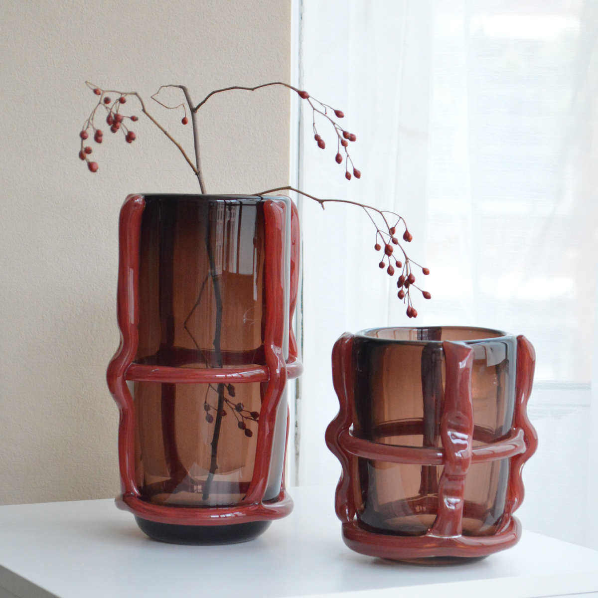 简约轻奢玻璃直筒花瓶创意艺术花器摆件插干花水培餐桌摆件ins风,家居饰品,花瓶,淘宝优惠券,粉丝福利购,淘宝优惠卷