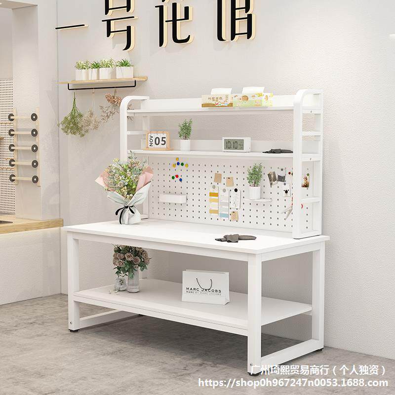 花店工作台打包桌仓库快递打包台电子服装厂裁剪台操作桌带置物架