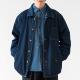 日系复古 翻领牛仔蓝色春秋男士 Ander 风格 衬衣 Jurnal宽松工装
