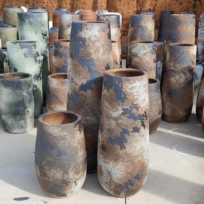 陶罐落地别墅中式旧干花做客厅插陶瓷酒店大号仿古花瓶陶摆件粗