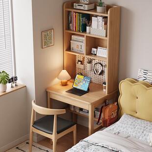 书桌带洞洞0板床边小桌子实939木台式 电脑桌7公cm宽儿学童习桌办