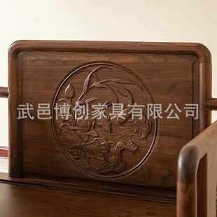 新中式禅意小鱼沙发六件套三人位组合客厅罗汉床酒店老榆木单人床