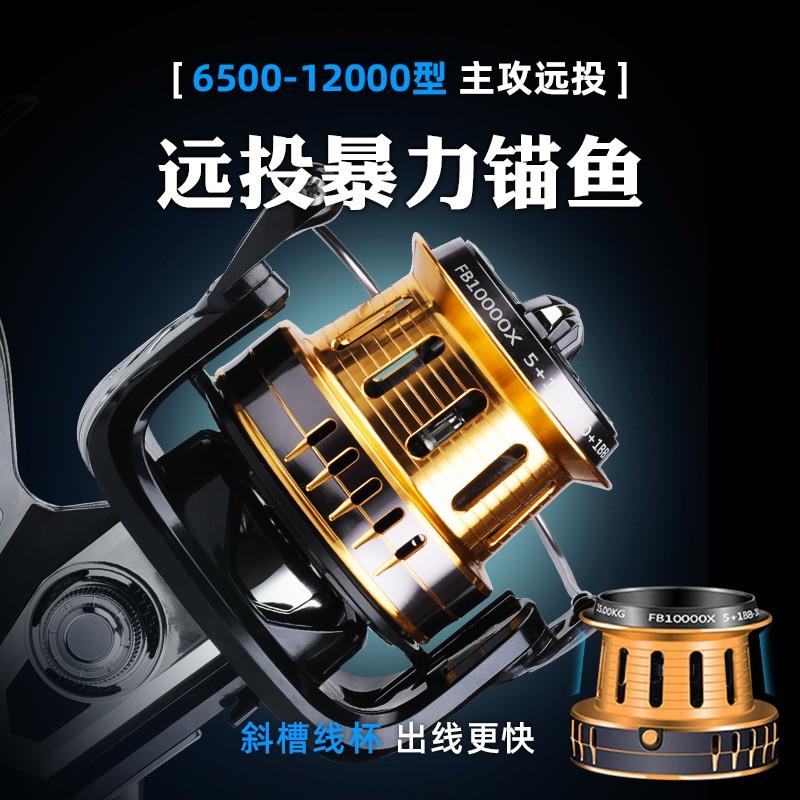 锚鱼轮远投纺车轮全金属无间隙海竿锚杆海钓轮10000型浅线杯12000
