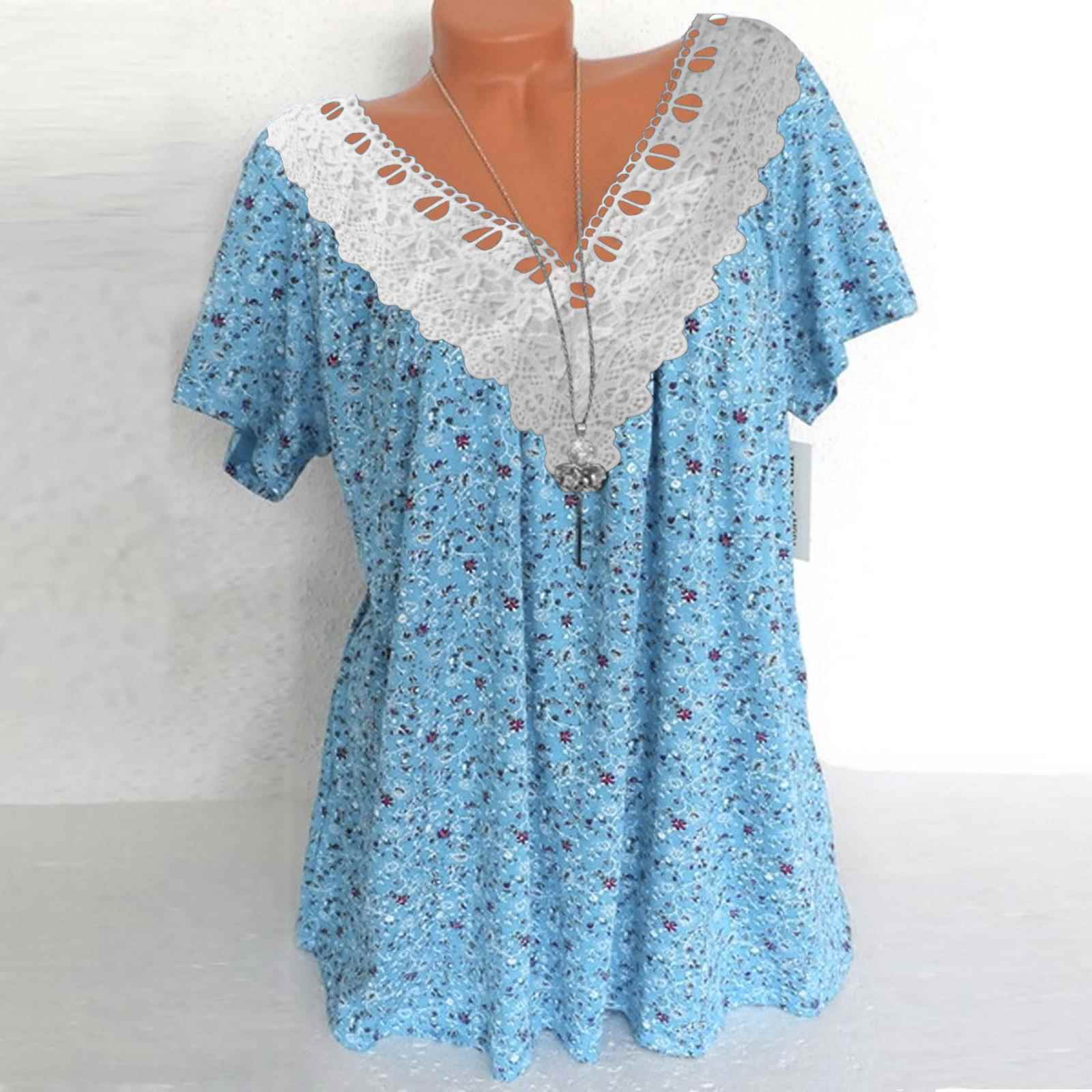 shirt tops V-neck short-sleeved tops T-shirt pullover