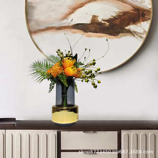 现代轻奢仿真花艺样板间客厅玄关柜餐桌酒店餐厅家居软装 饰品摆件