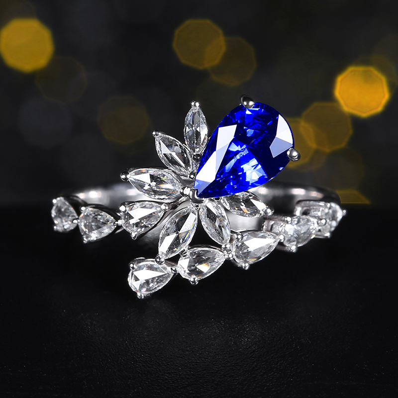 1.29克拉皇家蓝斯里兰卡天然蓝宝石戒指18K金镶嵌钻石LE926