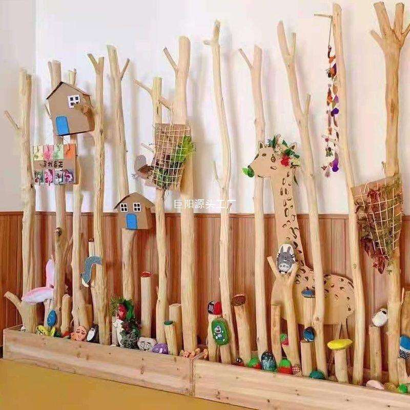 干树枝树干枯木客厅名宿幼儿园美工区作品展示架玄关屏风网红隔断