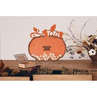 木质万圣节装饰品家居南瓜秋季婚礼礼木制宾客簿活动生日留言册