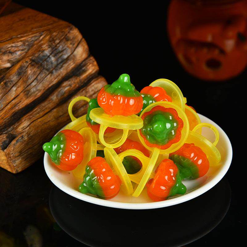 万圣节糖果南瓜戒指糖香橙味卡通灯笼造型节日装饰棉花糖棒棒糖