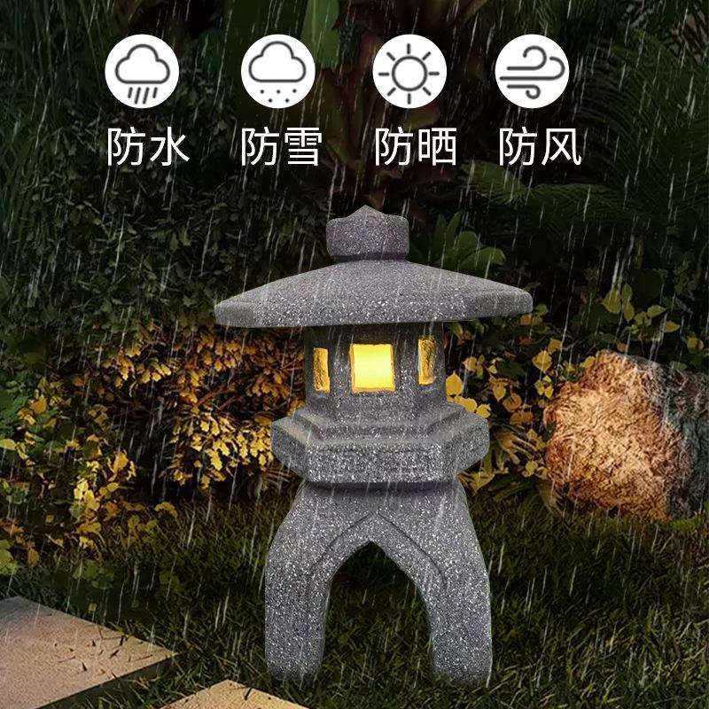 日式树脂仿石灯塔Led古禅寺宫灯石材灯笼饭店草坪灯餐厅绿化造景