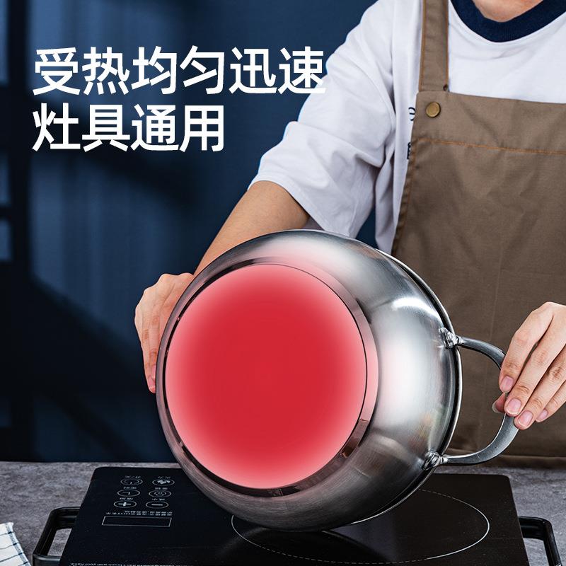 复合钢汤锅双耳煲汤锅不锈钢汤锅24CM汤锅珍珠鼓形汤锅礼盒