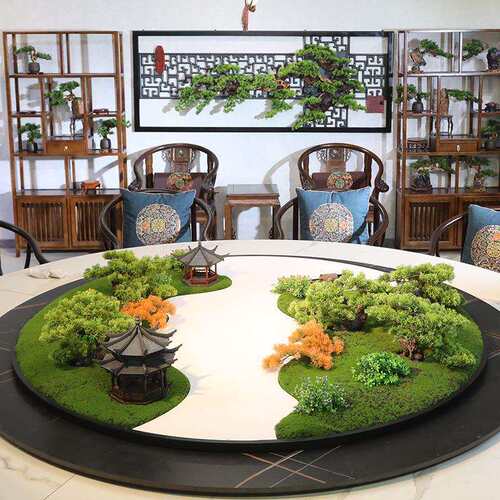 六珈酒店大圆桌中间转盘摆花餐桌摆件中式桌花创意桌芯围裙桌景摆