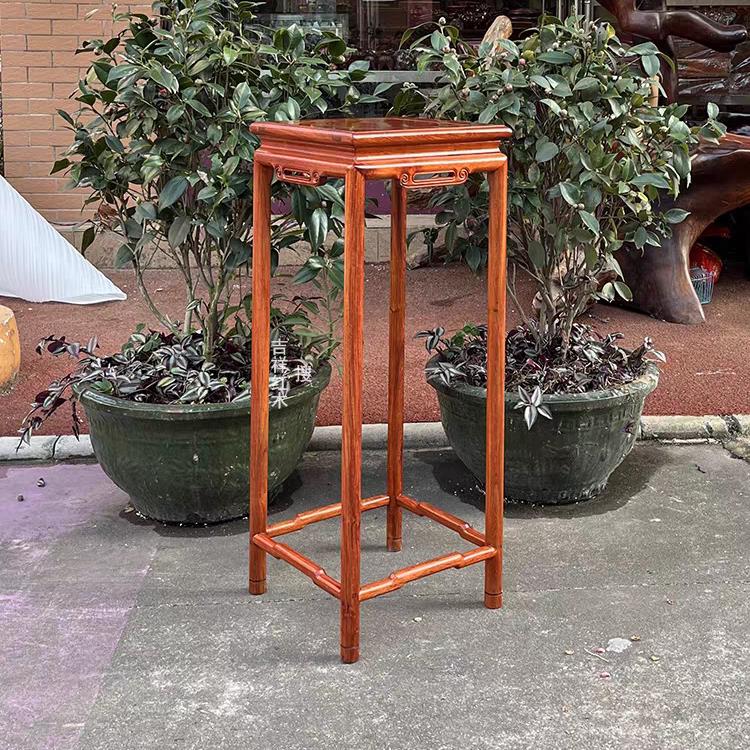 大果紫檀红木缅甸花梨木花架实木花盆几中式客厅阳台落地式置物架