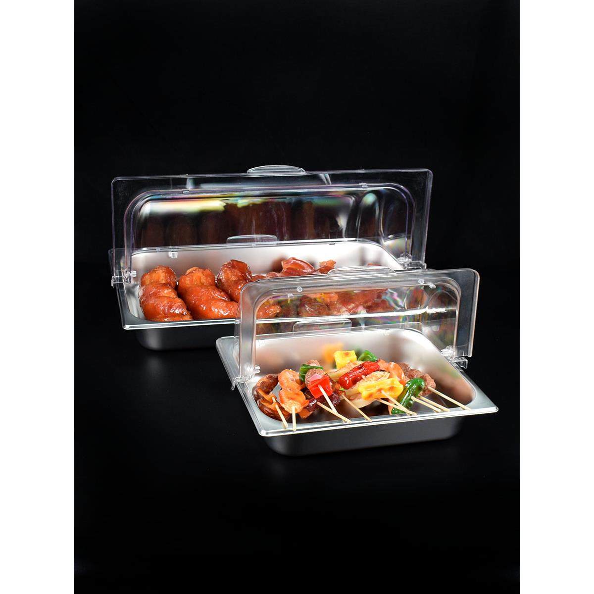 不锈钢托盘透明翻盖卤菜凉菜熟食盘子自助餐食品展示盘盒商用摆摊,餐饮具,盘,淘宝优惠券,粉丝福利购,淘宝优惠卷