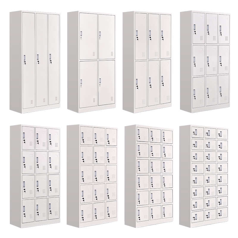 新款二门双门更衣柜员工柜铁皮职工两门柜带锁存包柜鞋柜多门柜子