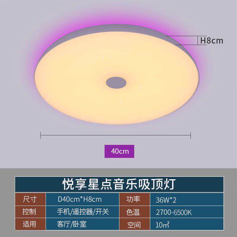 蓝牙音乐吸顶灯LED现代简约客厅灯手机APP控制星点卧室灯220V110V