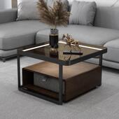 轻奢方形茶几客厅家用现代简约实木玻璃组合网红小桌子极简小户型