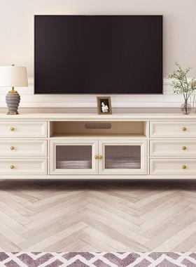 美式实木电视柜白色客厅地柜茶几组合现代简约小户型储物简欧家具