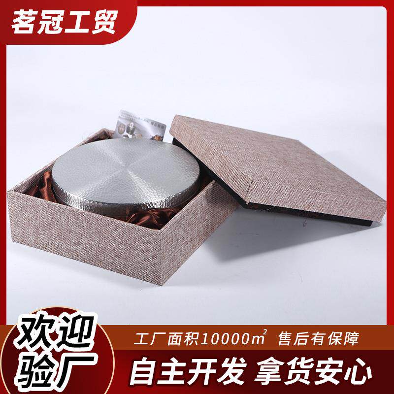 茗冠锡制茶叶罐纯手绘密封储物罐装茶饼便携商务礼品茶具