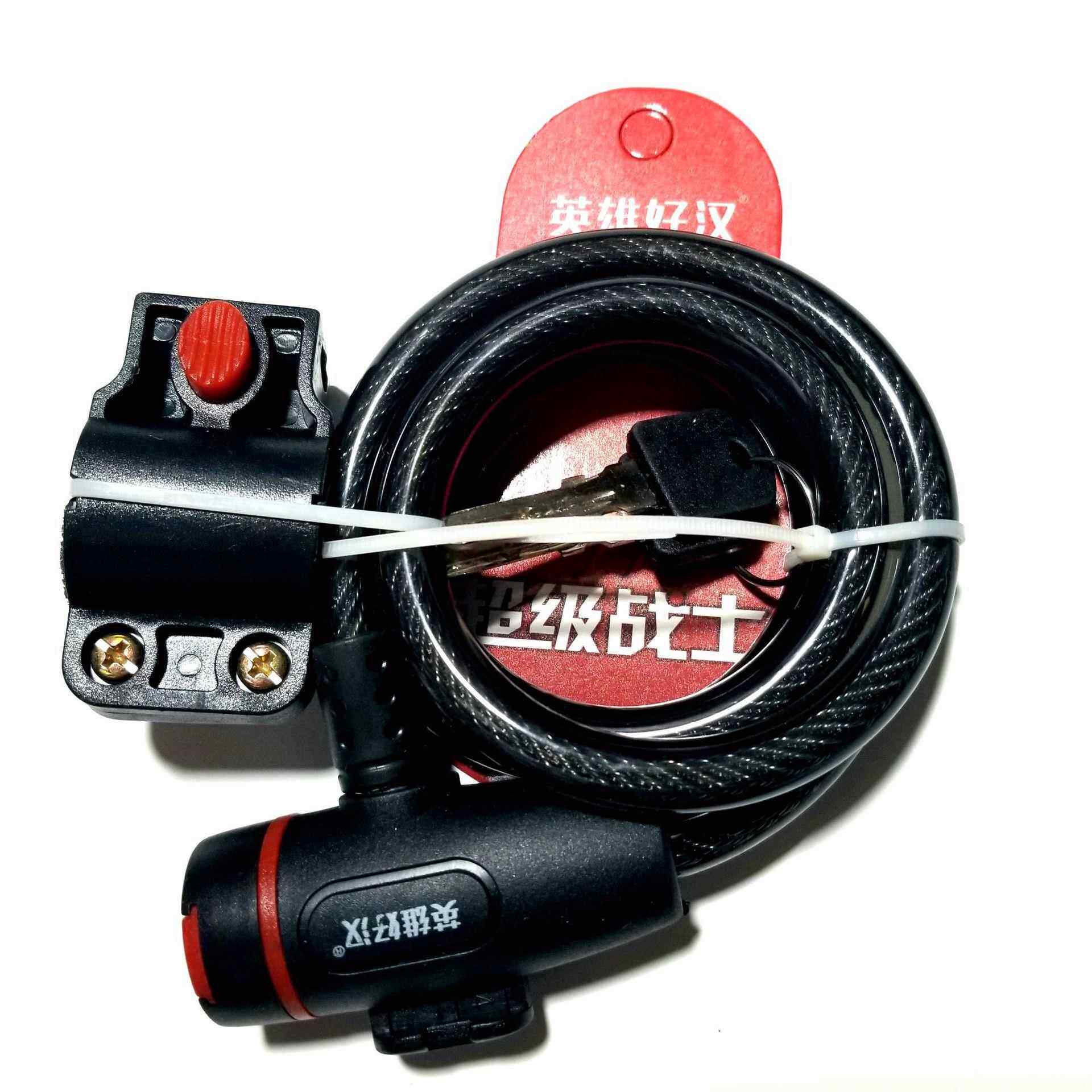 跨境车锁 自行车好汉锁 山地自行钢丝车锁 钢缆钥匙锁 骑行装备