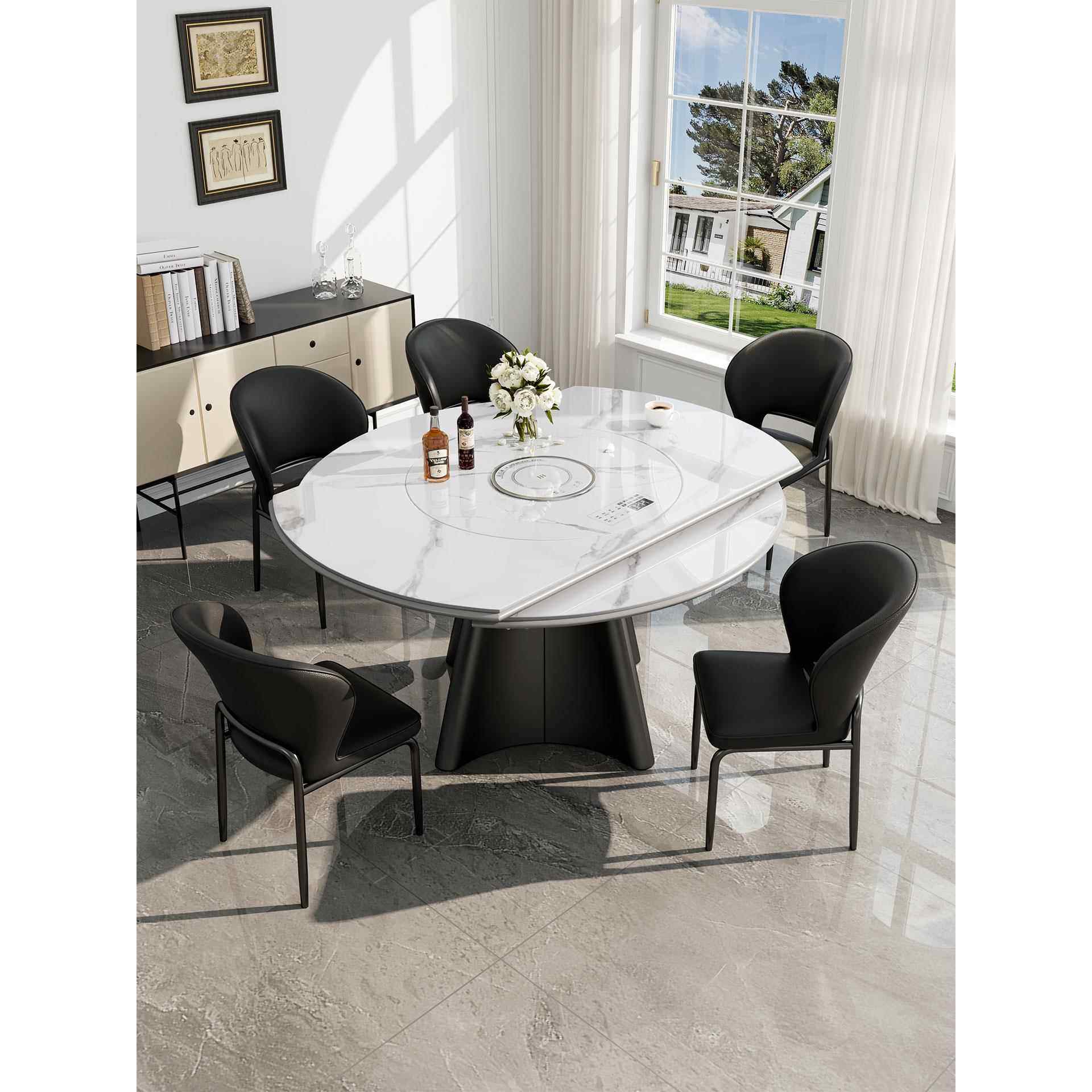 岩板餐桌椅2025新款家用可变圆桌小户型现代简约电磁炉吃饭桌子,住宅家具,岩板餐桌,淘宝优惠券,粉丝福利购,淘宝优惠卷