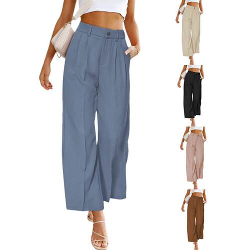 Women's wide leg formal pants, high waisted pants with