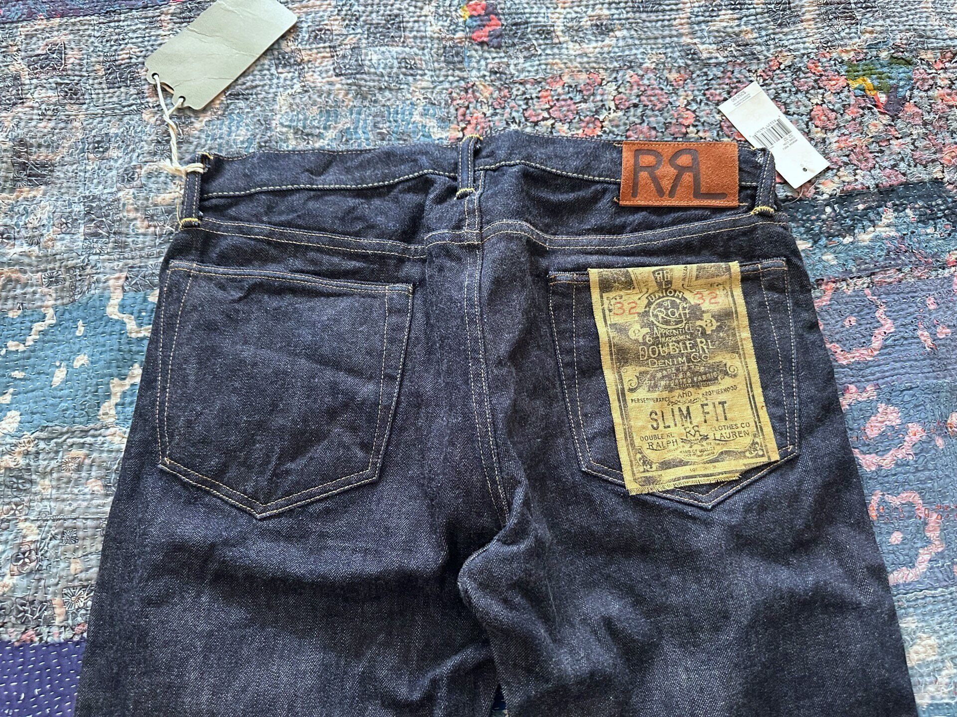 RRL Raw Denim Slim Fit Jeans — detail