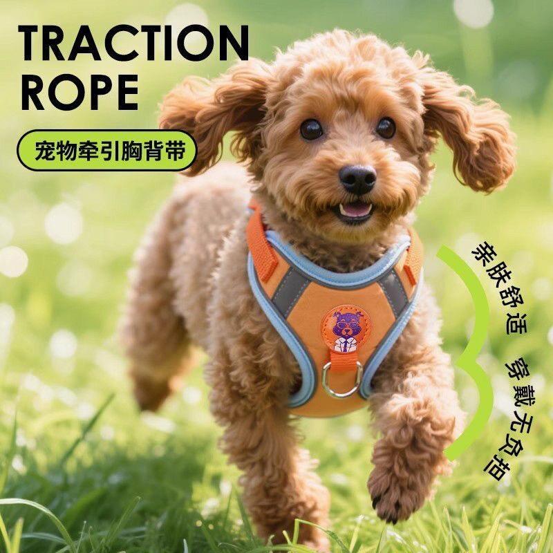 四季款狗狗牵引绳小型犬猫咪通用胸背舒适透气轻量化遛狗绳不勒脖