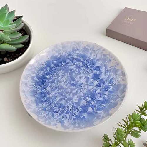 窑变结晶陶瓷托盘 创意平盘 摆盘 甜品盘凉菜盘 摆件挂盘摆盘