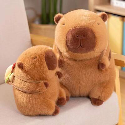 Hamburg Capybara Plush Toys Lovely Capybara With Hamburg Bag