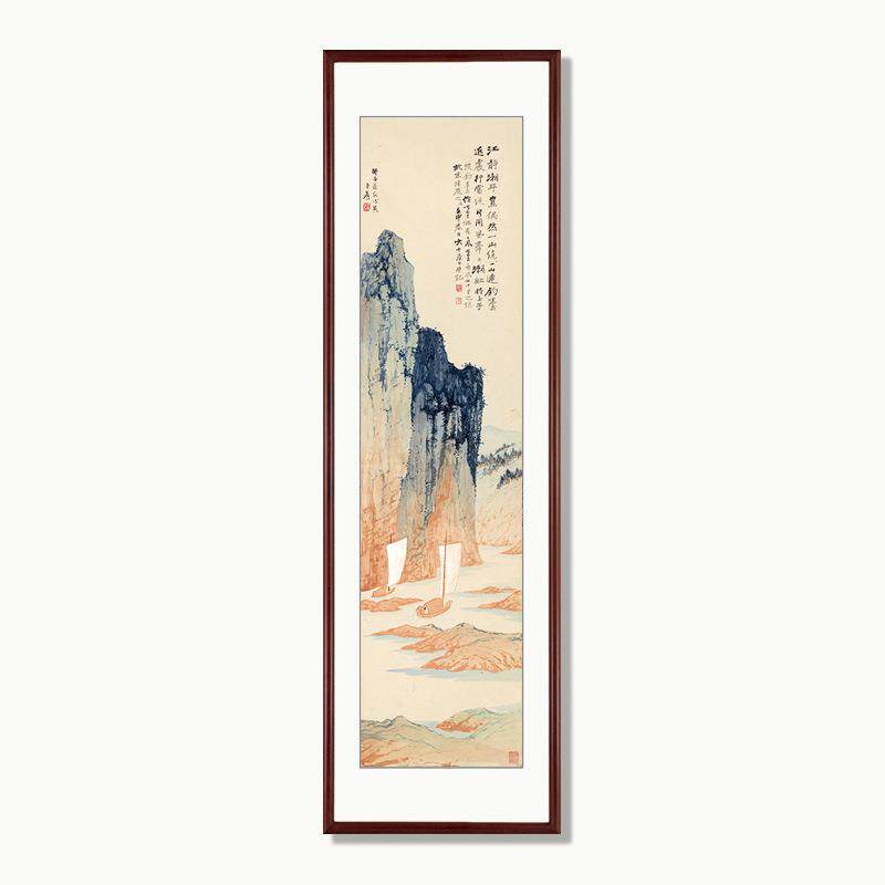 玄关装饰画客厅沙发背景山水画办公室书房挂画新中式国画竖幅壁画