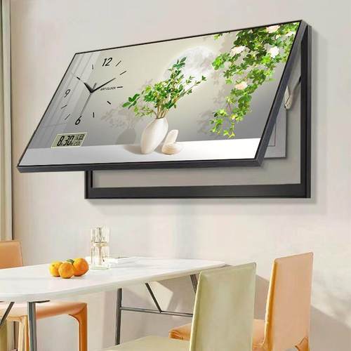 简约绿植年历FXY大寸电表箱装画带钟万表遮挡配电箱开关饰时尺钟