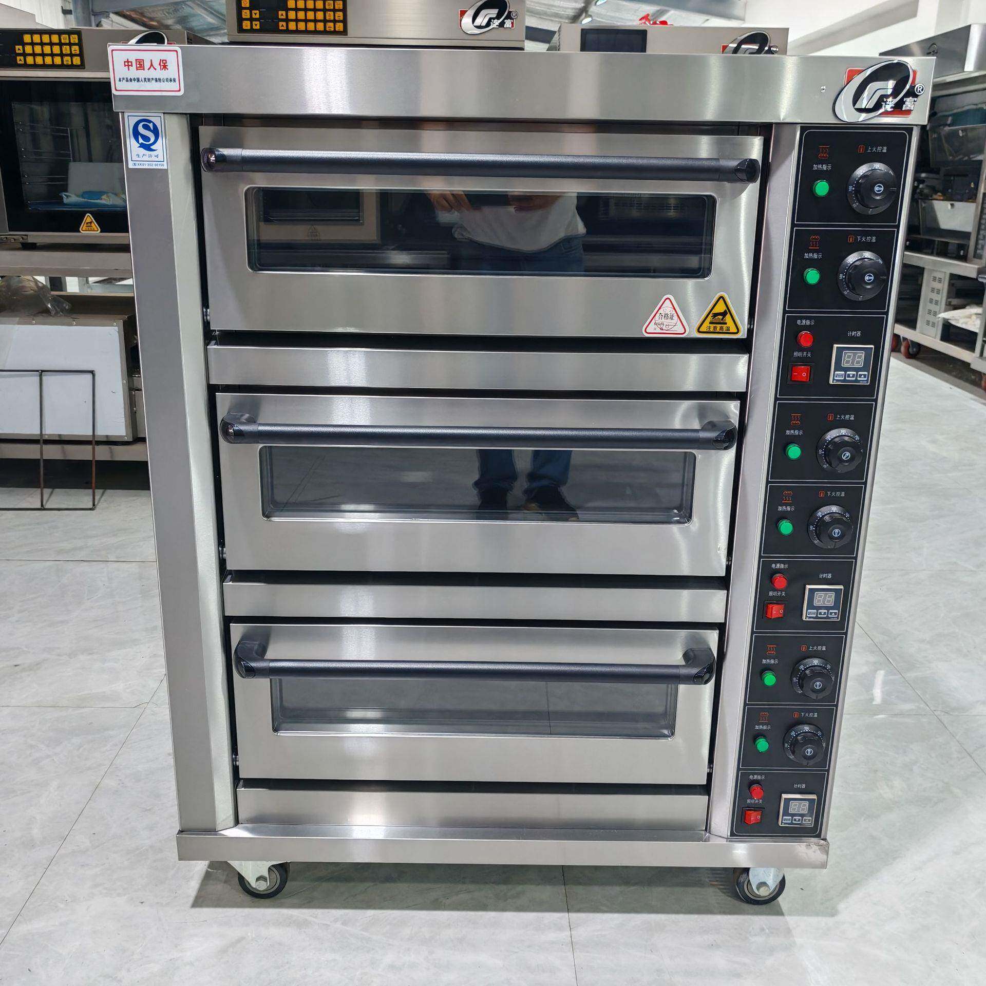 连锁烘焙店商用电烤箱 3层3盘电加热面包烤箱 吐司糕点蛋糕烘烤炉