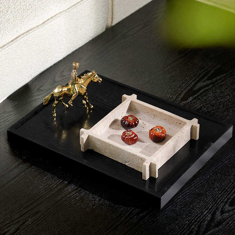 现代极简高端花盆绿植装饰品样板间衣帽间浴室大理石苔藓摆件