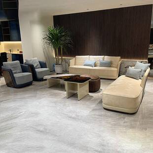 威登家具轻奢皮艺沙发实木意大利三人组合后现代大户型客厅沙发