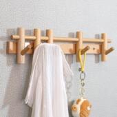 实木挂钩进门入户墙壁衣帽钩玄关卧室墙上挂衣架门后收纳木质挂架