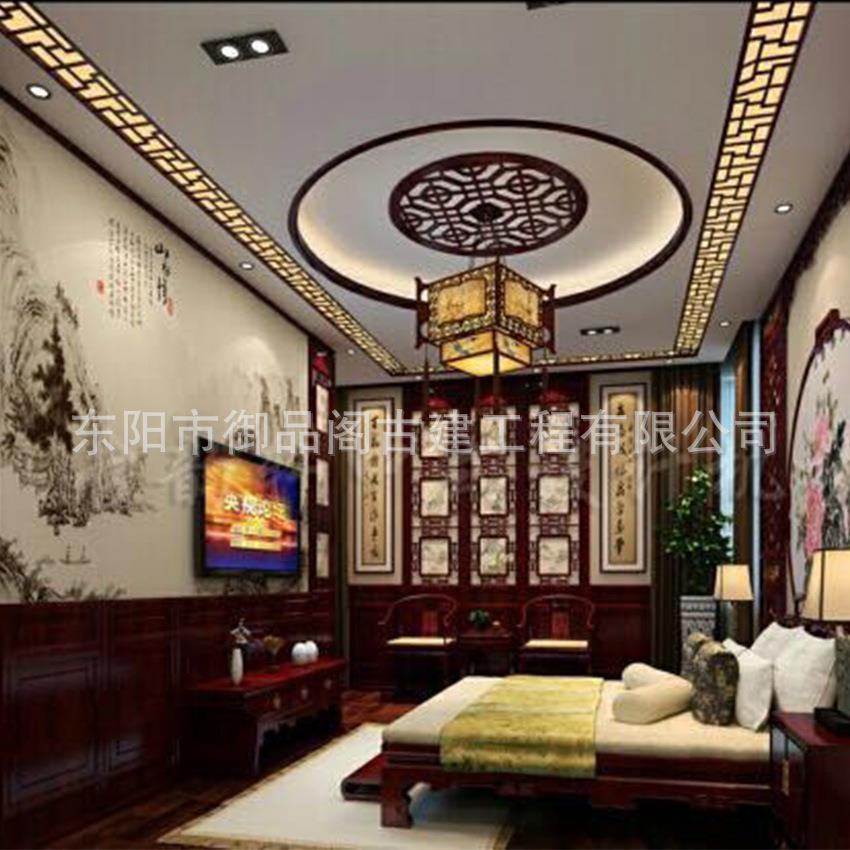 东阳木花雕中式圆形新006八角镂空格吊顶实木花窗玄关仿古挂件装