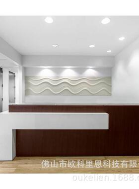 直销Corian人造石接待台简洁亚克力弧形前台圆形办公台公司咨询台